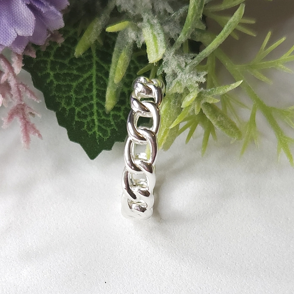 EVRY Sterling Silver Cuban Chain Link Band Ring Size 8